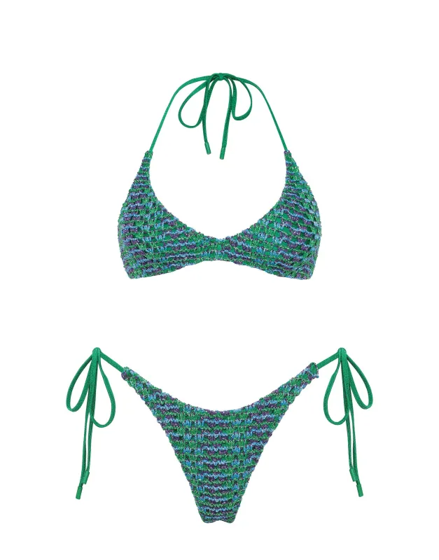 CORA - SAXE Green Crochet Halter Bikini Set sold by triangl swimwear
