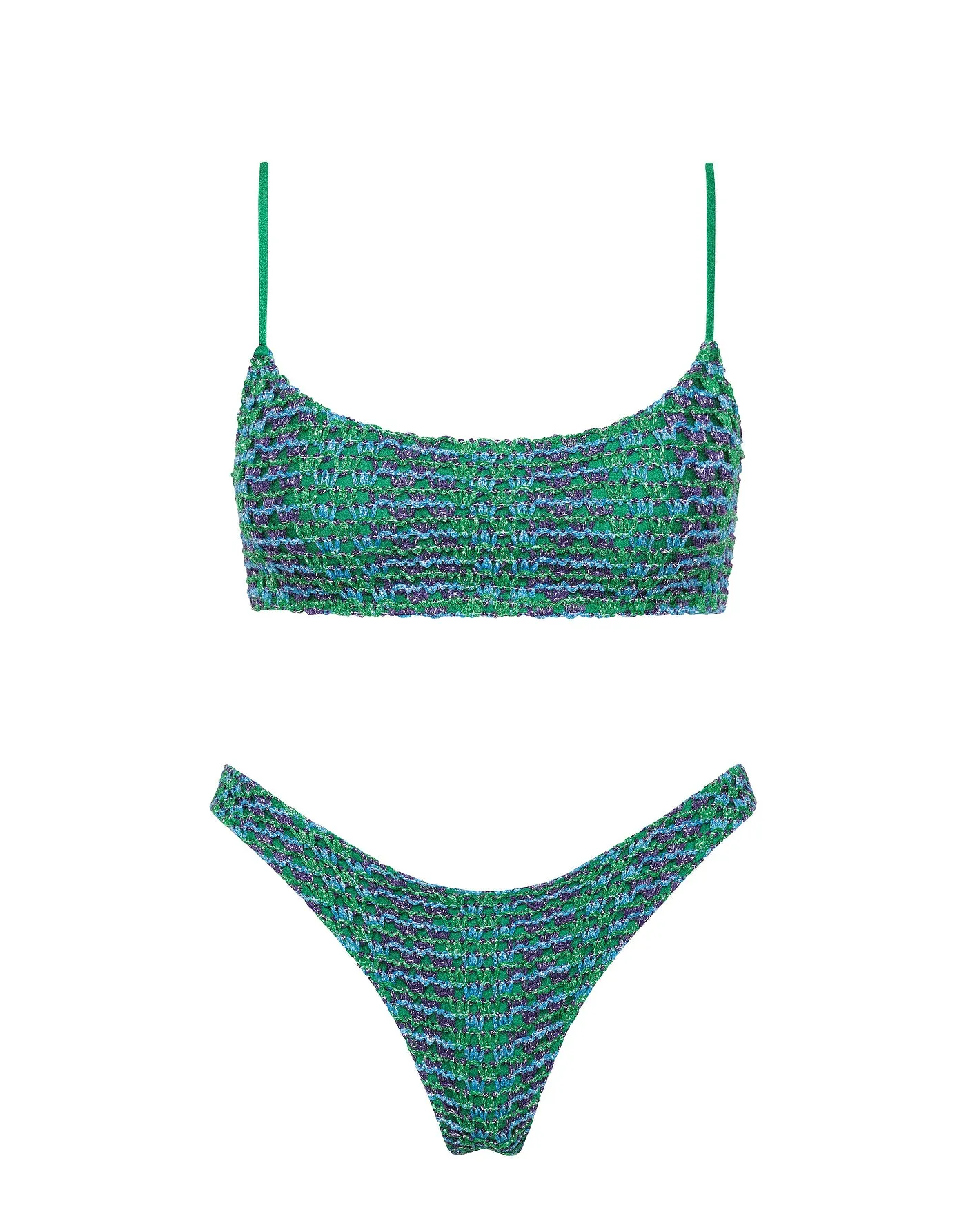 MICA - SAXE Green Crochet Crop Bikini Set sold by triangl swimwear