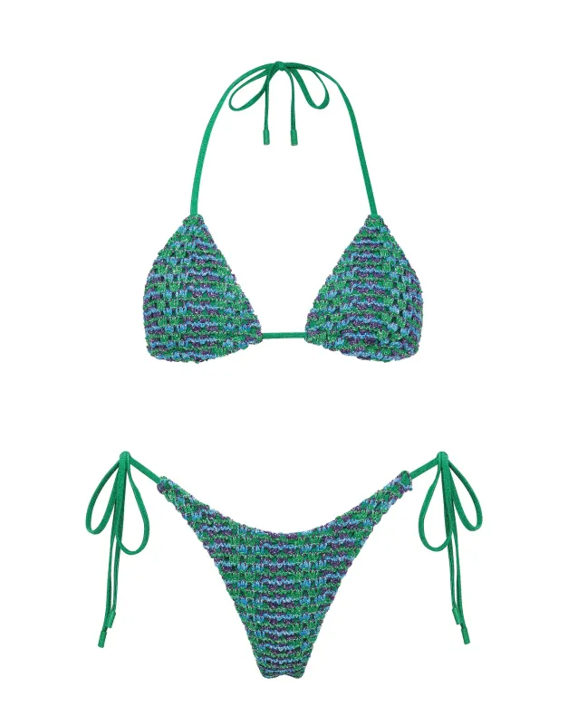VINCA - SAXE Green Crochet Triangle Bikini Set sold by triangl swimwear