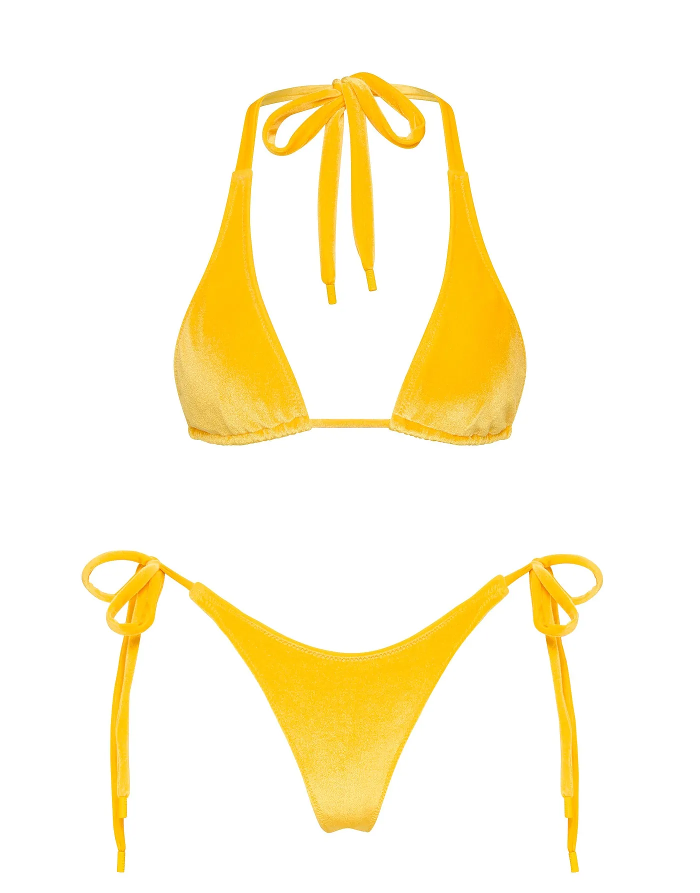 DARA - CHESTE Yellow Velvet Triangle Bikini Set sold by triangl swimwear
