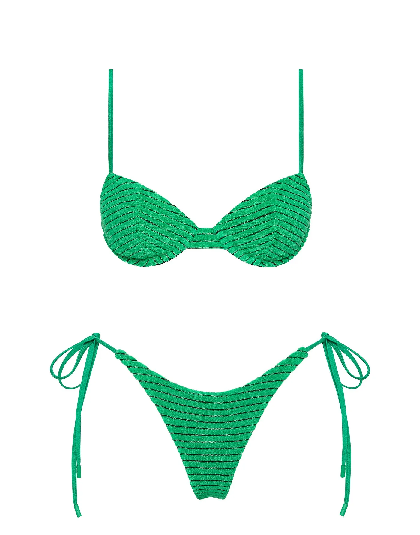 JARA - HUBE Green Terry Towelling Balconette Bikini Set sold by triangl swimwear