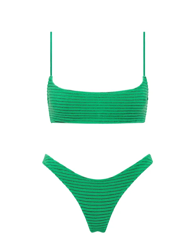 MICA - HUBE Green Terry Towelling Crop Bikini Set sold by triangl swimwear