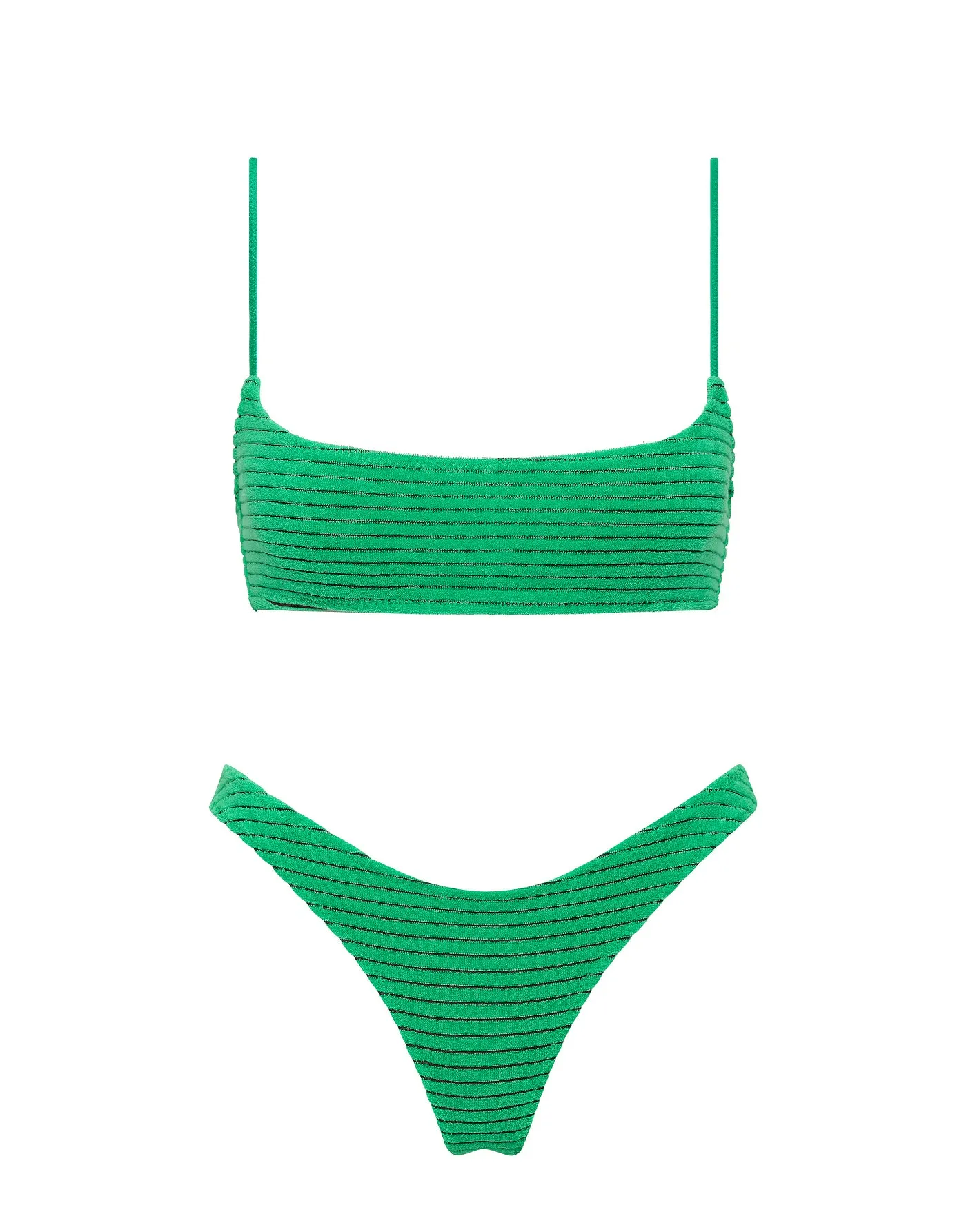 MICA - HUBE Green Terry Towelling Crop Bikini Set sold by triangl swimwear