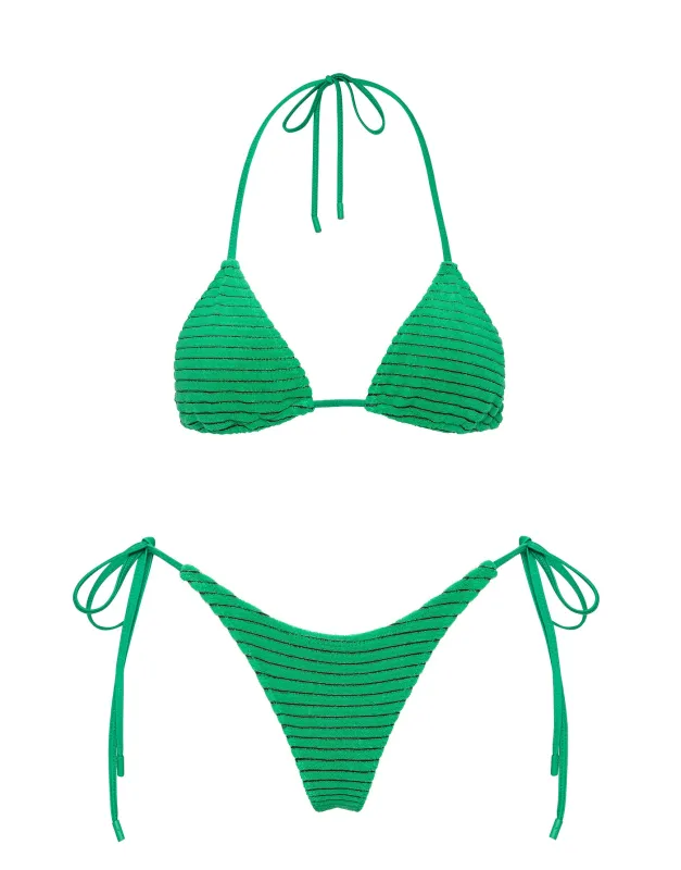 VINCA - HUBE Green Terry Towelling Triangle Bikini Set sold by triangl swimwear