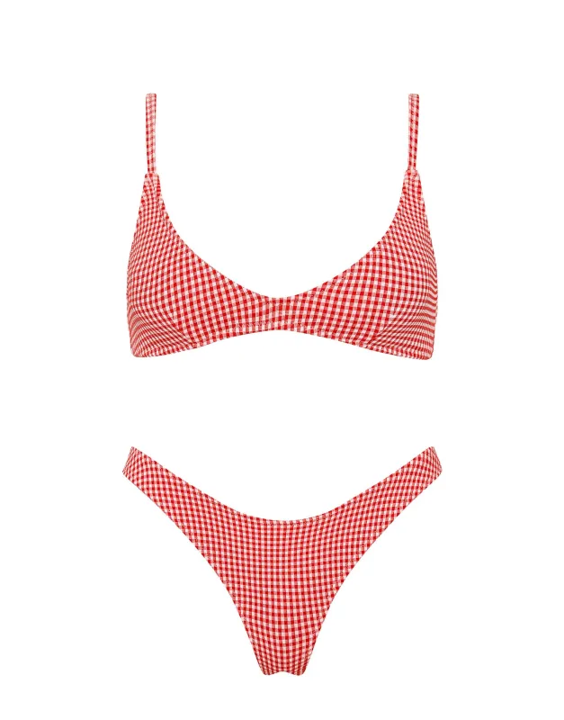 MAIA - PRON Red Gingham  Crop Bikini Set sold by triangl swimwear
