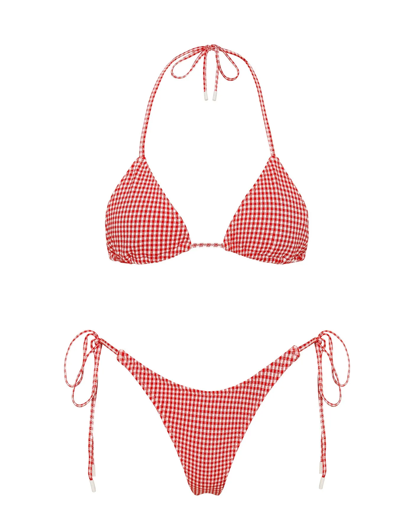 VINCA - PRON Red Gingham Triangle Bikini Set sold by triangl swimwear