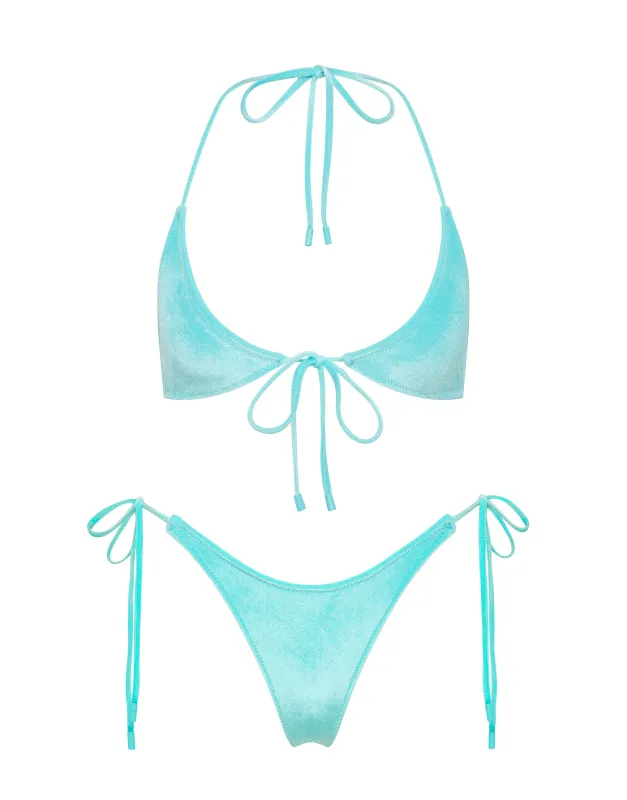 SOFI - HIRST Blue Velvet Halter Bikini Set sold by triangl swimwear