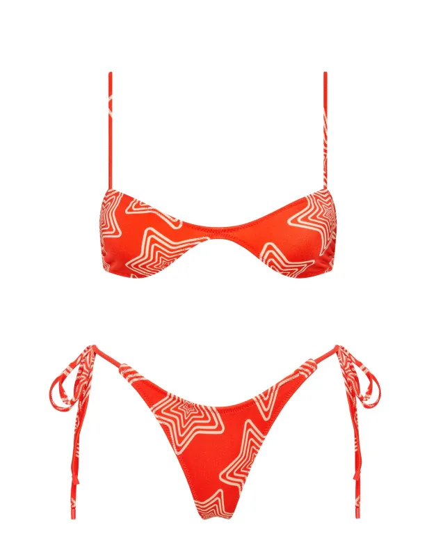 ESTE - ELVI Red Star Scoop Crop Bikini Set sold by triangl swimwear