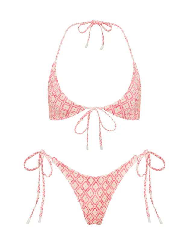 SOFI - PORTE Pink Geometric Halter Bikini Set sold by triangl swimwear