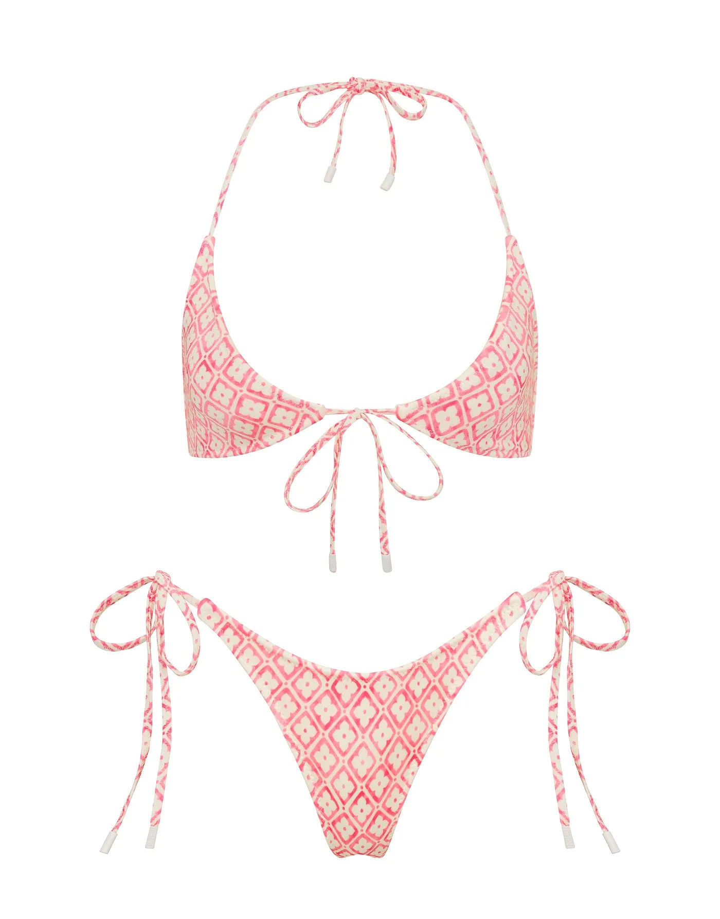 SOFI - PORTE Pink Geometric Halter Bikini Set sold by triangl swimwear