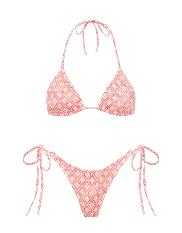 VINCA - PORTE Pink Geometric Triangle Bikini Set sold by triangl swimwear