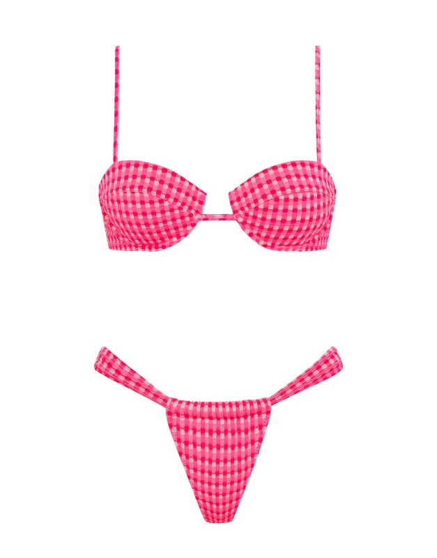 PALMA - ADAO Pink Textured Balconette Bikini Set sold by triangl swimwear