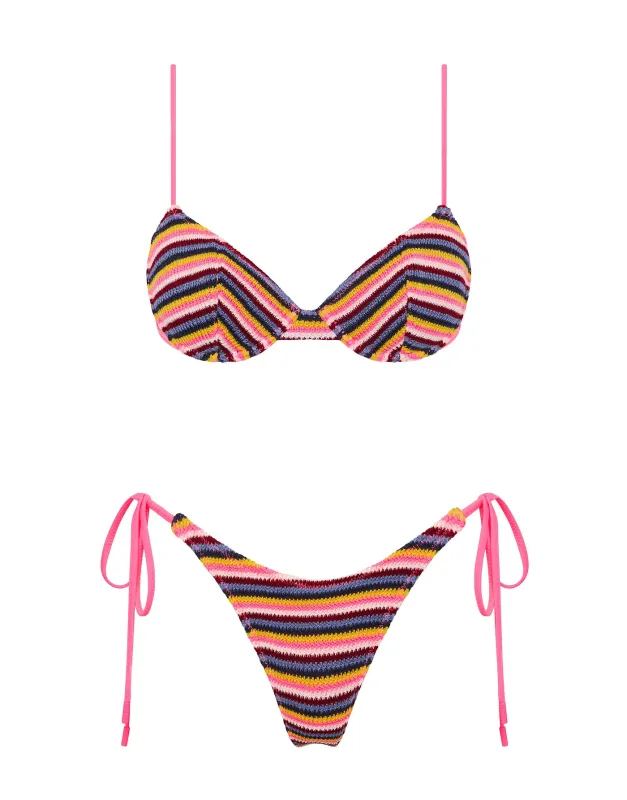 JARA - LONI Stripe Crochet Balconette Bikini sold by triangl swimwear
