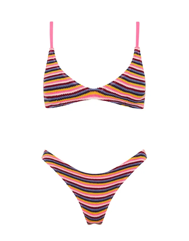 MAIA - LONI Stripe Crochet Crop Bikini Set sold by triangl swimwear
