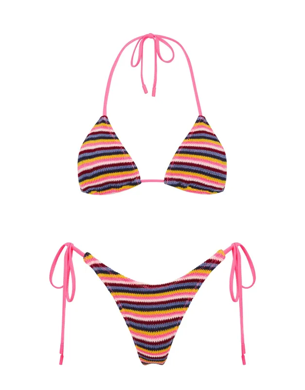 VINCA - LONI Stripe Crochet Triangle Bikini Set sold by triangl swimwear