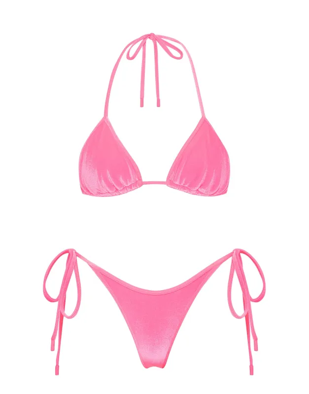 VINCA - PINK CANDY VELVET Triangle Bikini Set sold by triangl swimwear