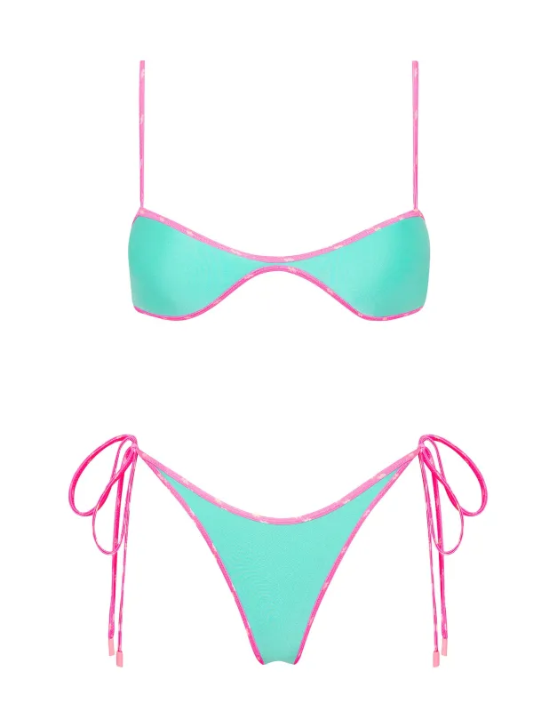 ESTE - TURQUOISE Neoprene Scoop Crop Bikini Set made by triangl swimwear
