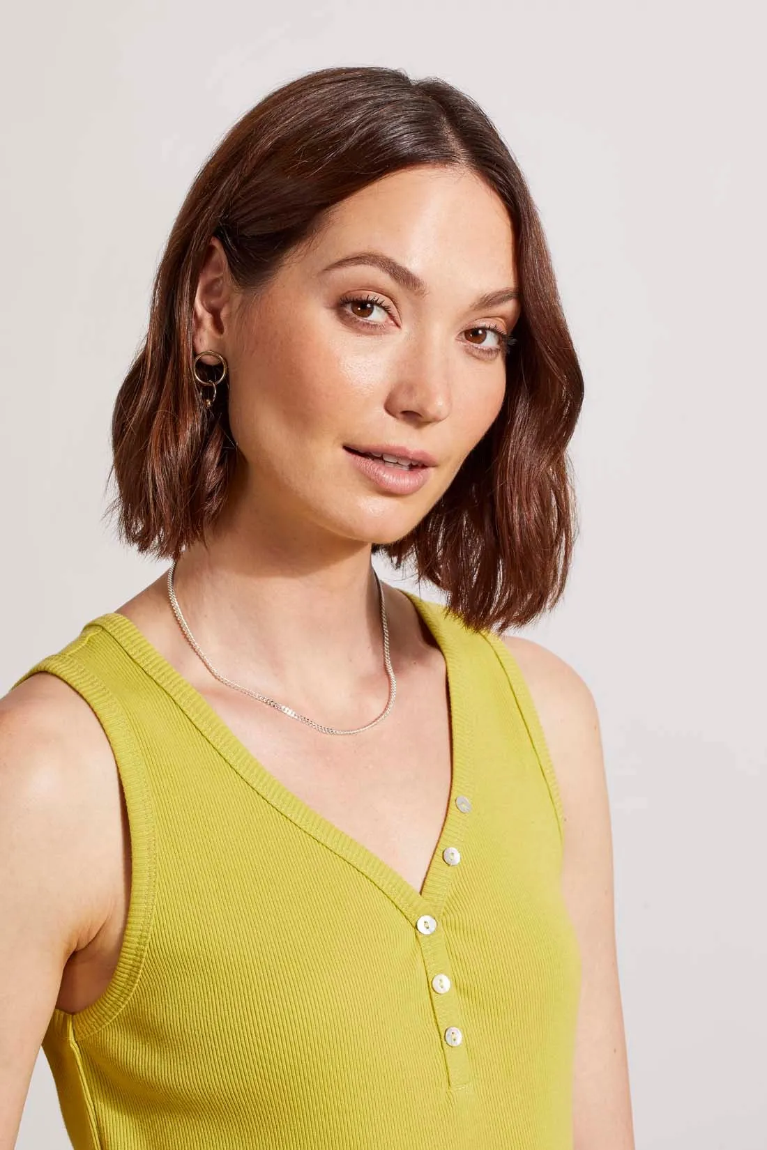 SOLID COTTON HENLEY TANK TOP-Pear sold by Tribal product image thumbnail 3