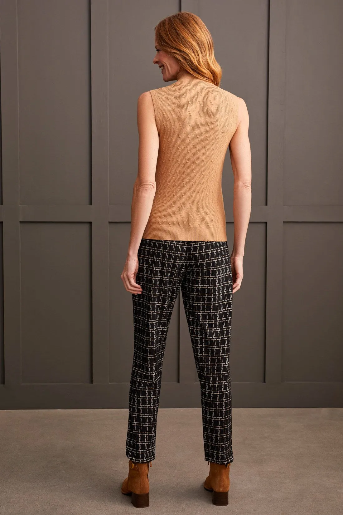 Textured Sleeveless Mock Neck Top-Tan sold by Tribal product image thumbnail 3