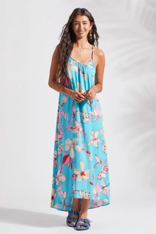 PRINTED DRESS WITH HI-LOW HEM-Honolulu sold by Tribal