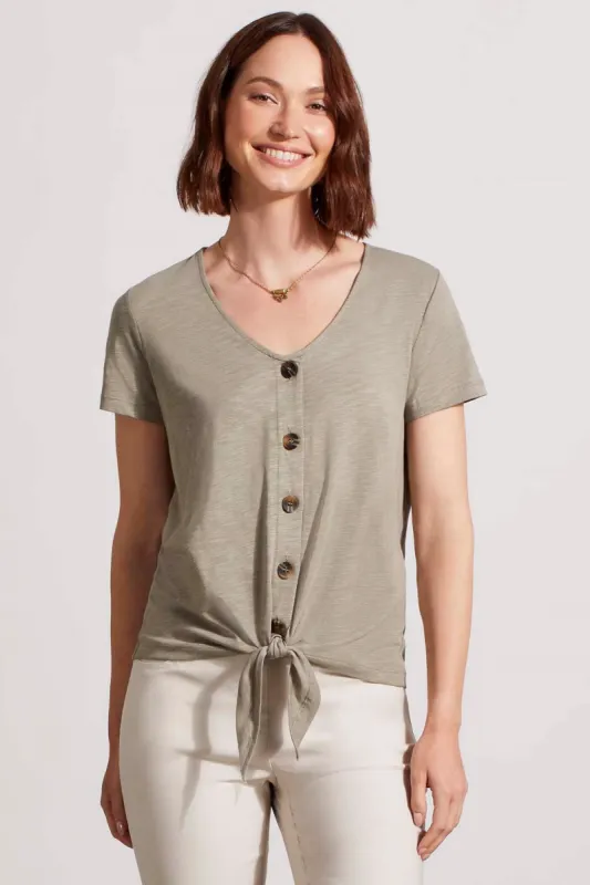 BUTTON KNOT-HEM TOP-Driedsage sold by Tribal