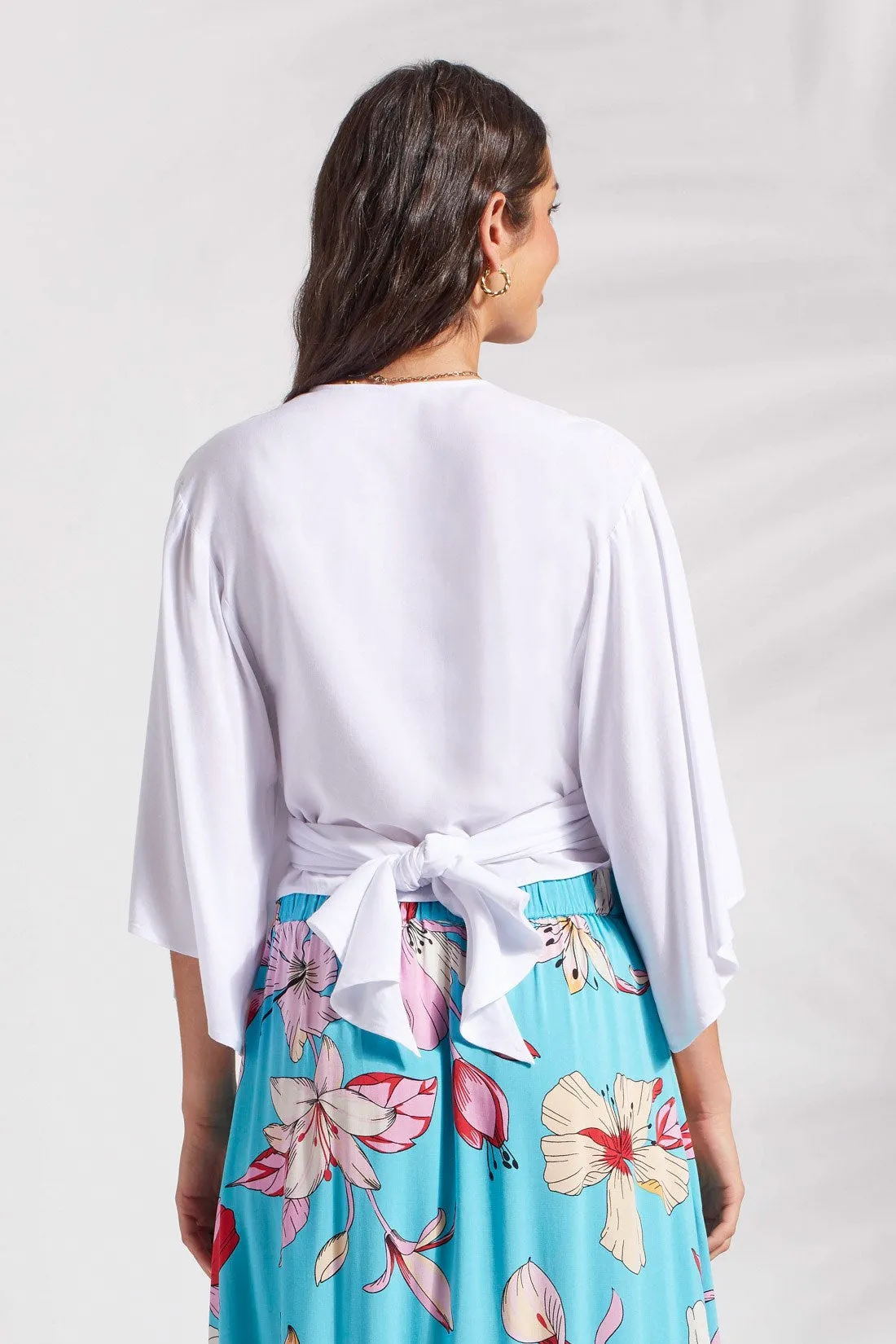 KIMONO TOP WITH FRONT TIE-White sold by Tribal product image thumbnail 4