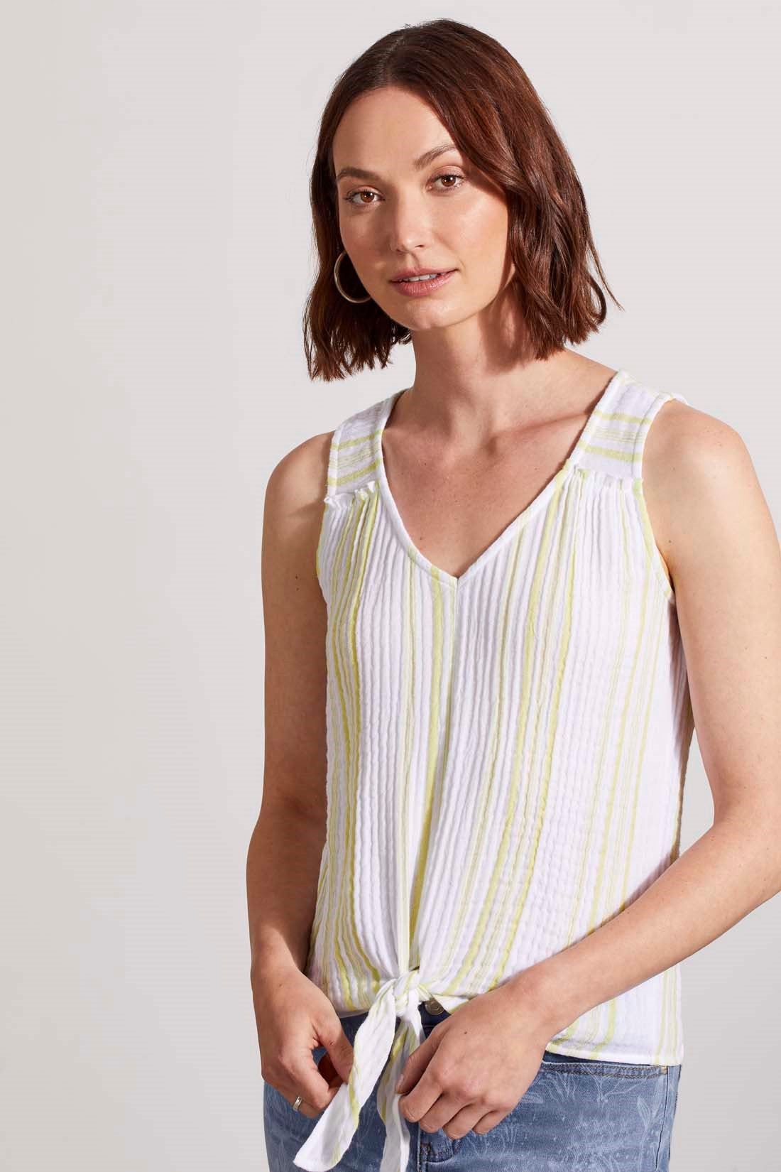 COTTON SLEEVELESS BLOUSE WITH KNOTTED HEM-Limetwist sold by Tribal