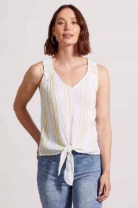 COTTON SLEEVELESS BLOUSE WITH KNOTTED HEM-Limetwist sold by Tribal