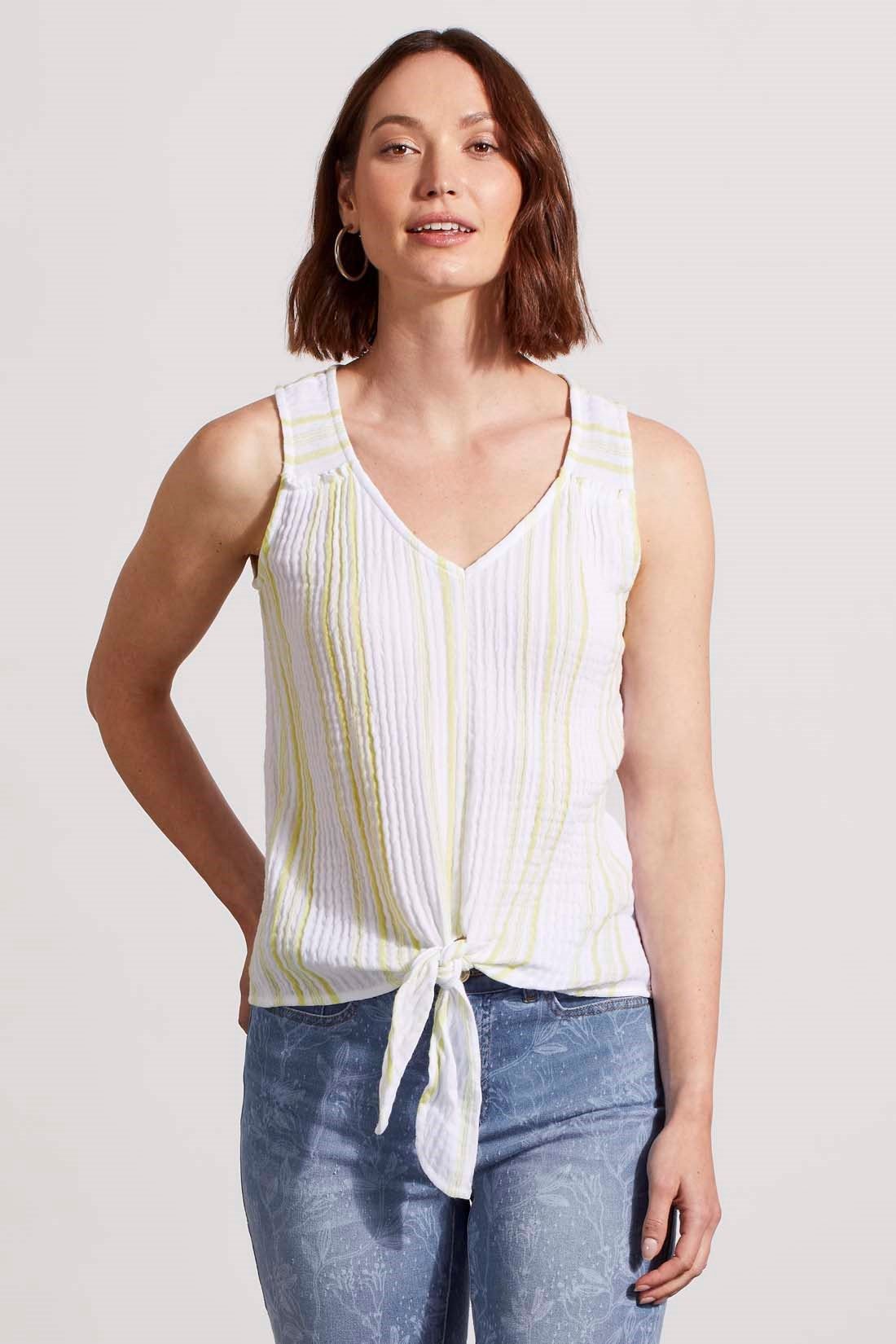 COTTON SLEEVELESS BLOUSE WITH KNOTTED HEM-Limetwist sold by Tribal product image thumbnail 3