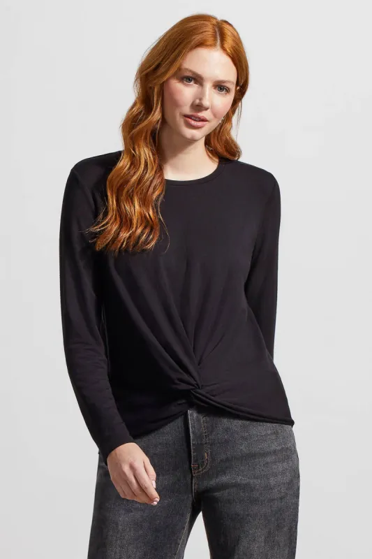 French Terry Knot-Front Top-Black sold by Tribal