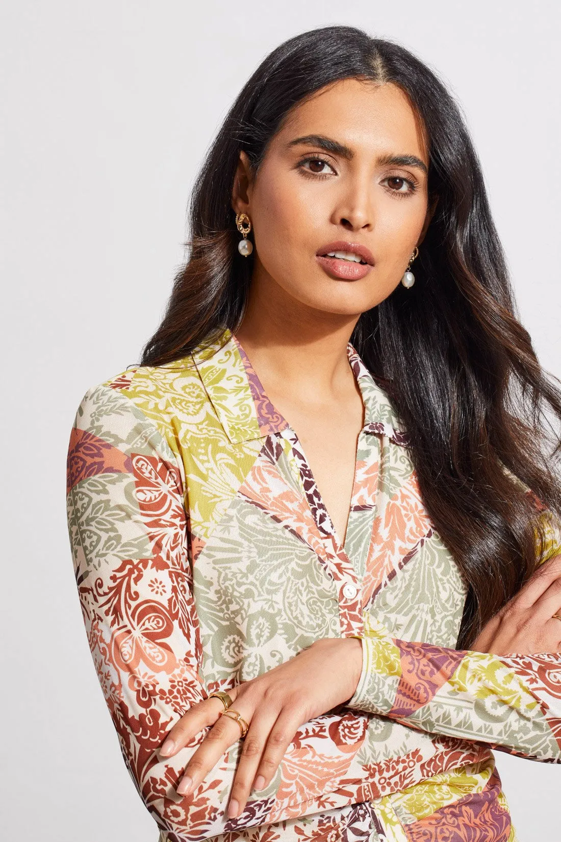 SHIRRED MICROMESH BLOUSE-Cactus sold by Tribal product image thumbnail 2