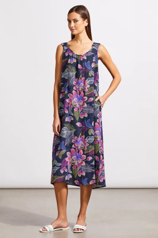 Crinkled Gauze Cotton Dress With Adjustable Knotted Straps-Tangopink sold by Tribal