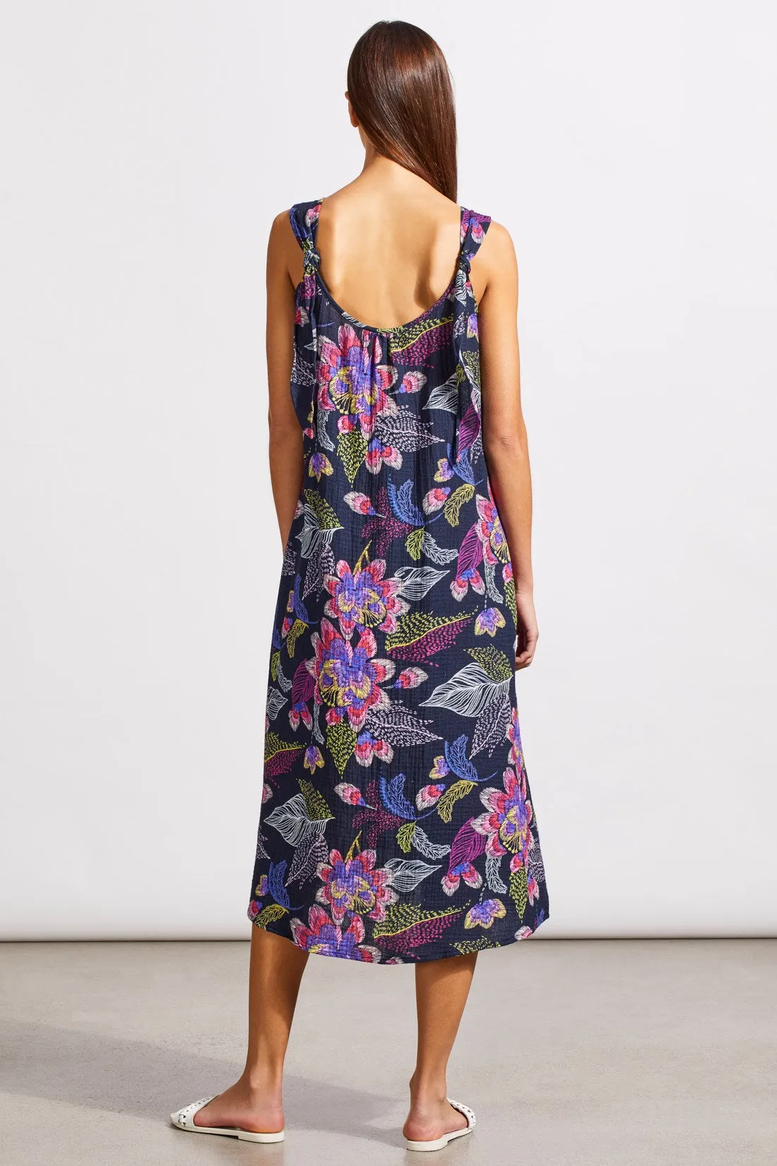 Crinkled Gauze Cotton Dress With Adjustable Knotted Straps-Tangopink sold by Tribal product image thumbnail 2