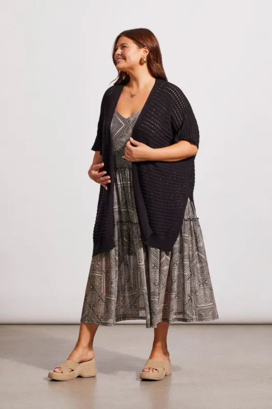 LONGLINE SWEATER CARDIGAN WITH SIDE SLITS-Black sold by Tribal