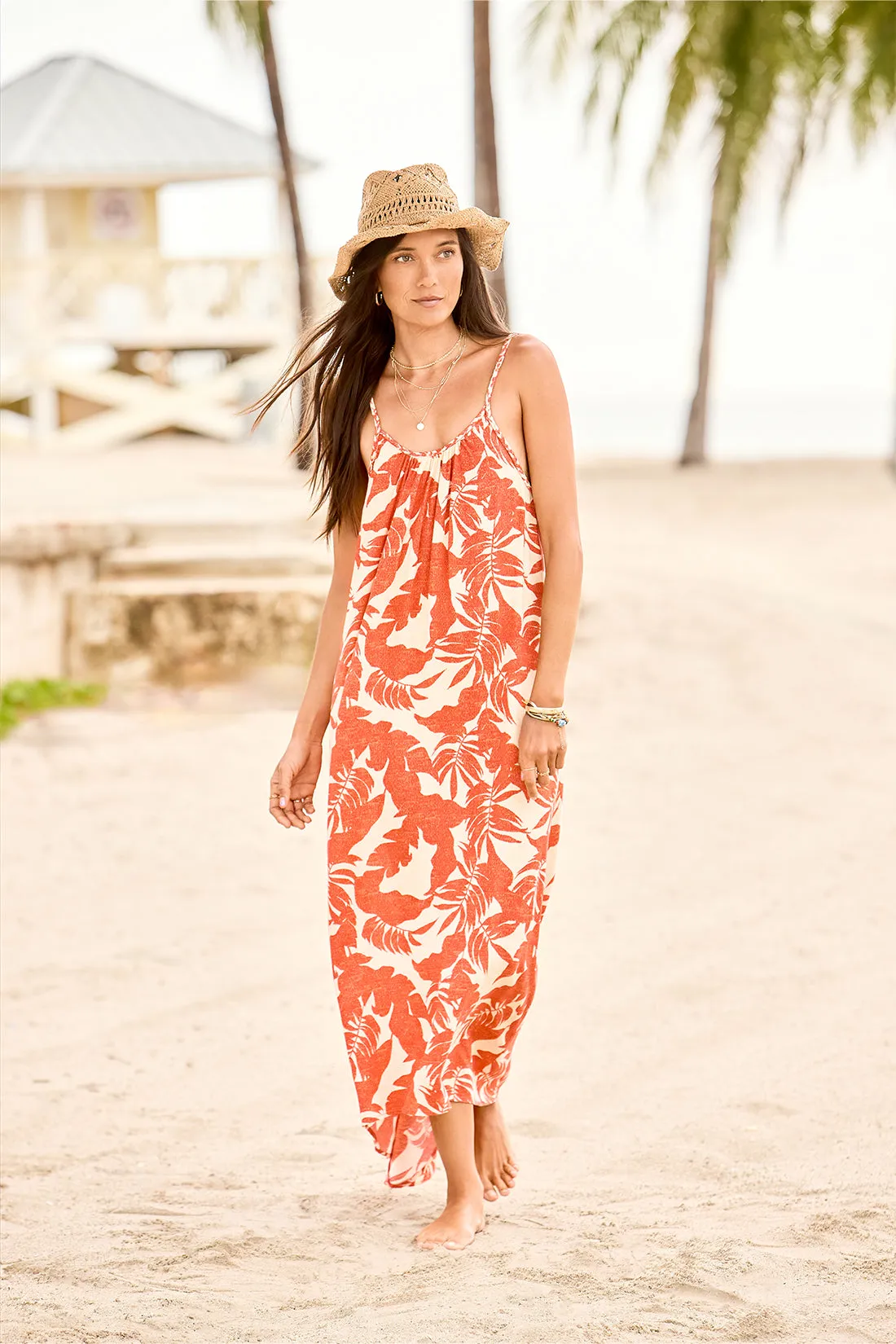 PRINTED DRESS WITH HI-LOW HEM-Napali sold by Tribal