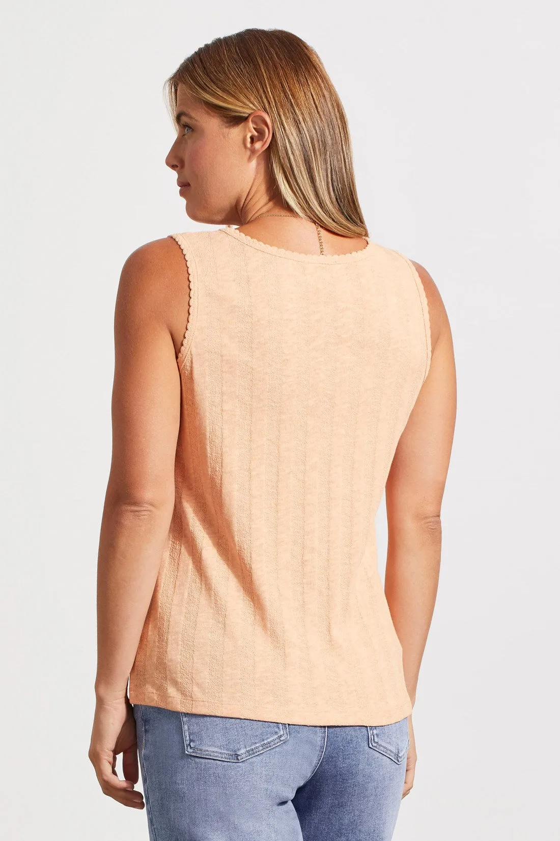 COTTON TANK TOP WITH PICOT TRIM-Peach sun sold by Tribal product image thumbnail 4