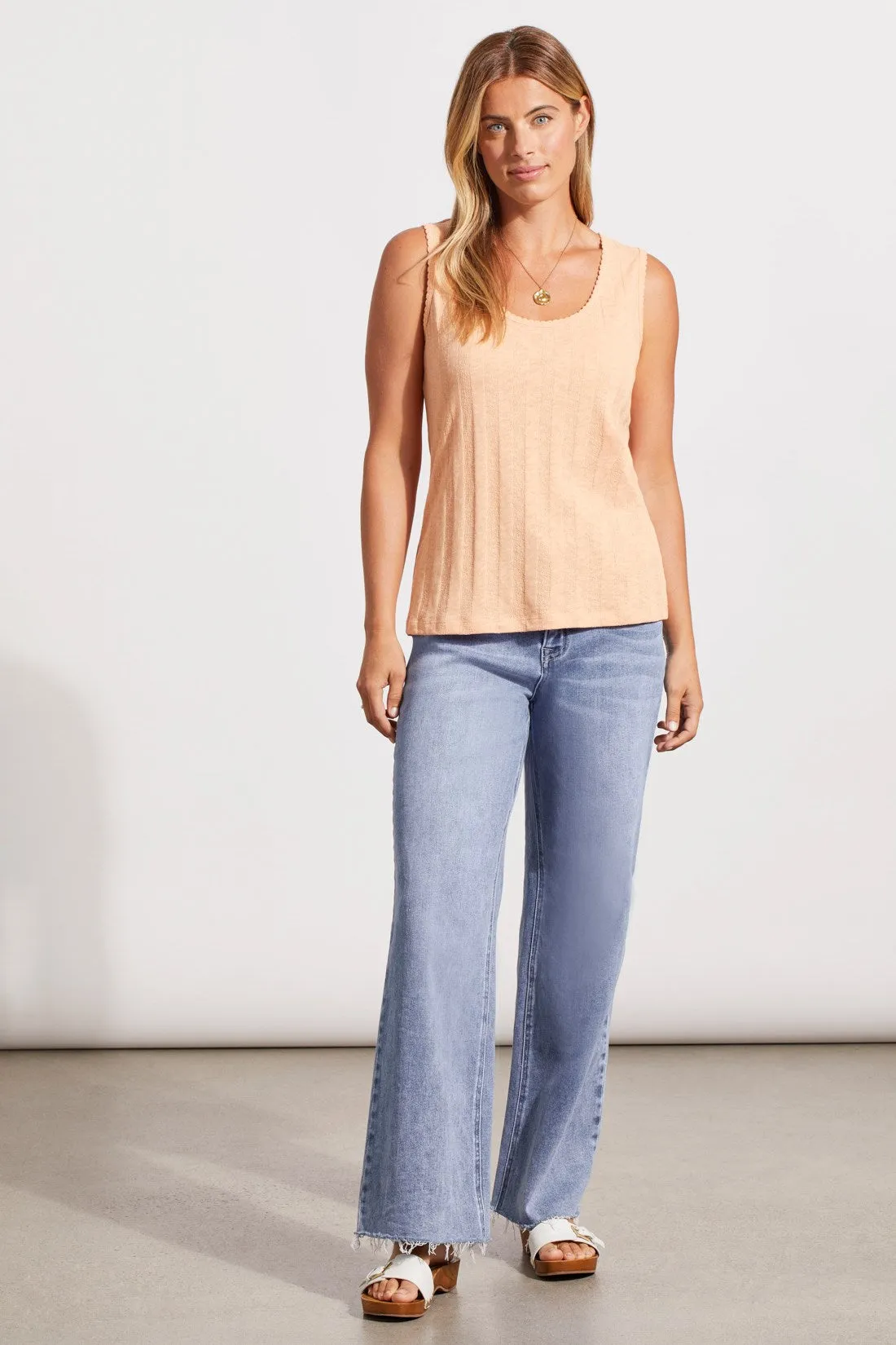 COTTON TANK TOP WITH PICOT TRIM-Peach sun sold by Tribal