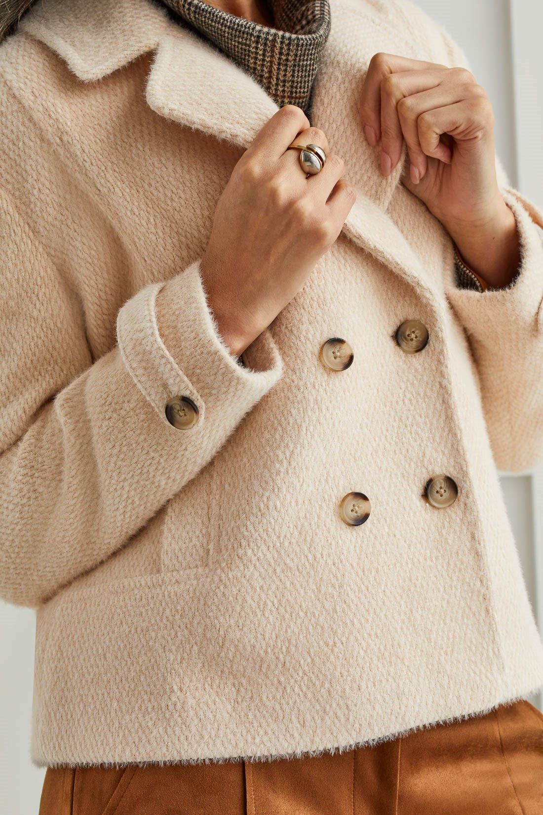 BOUCLE DOUBLE-BREASTED JACKET-Oyster sold by Tribal product image thumbnail 3