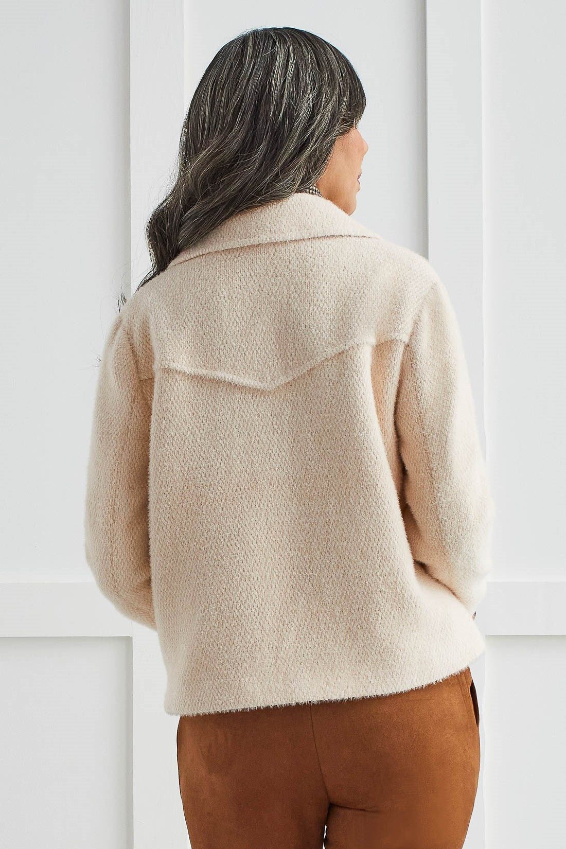 BOUCLE DOUBLE-BREASTED JACKET-Oyster sold by Tribal product image thumbnail 4