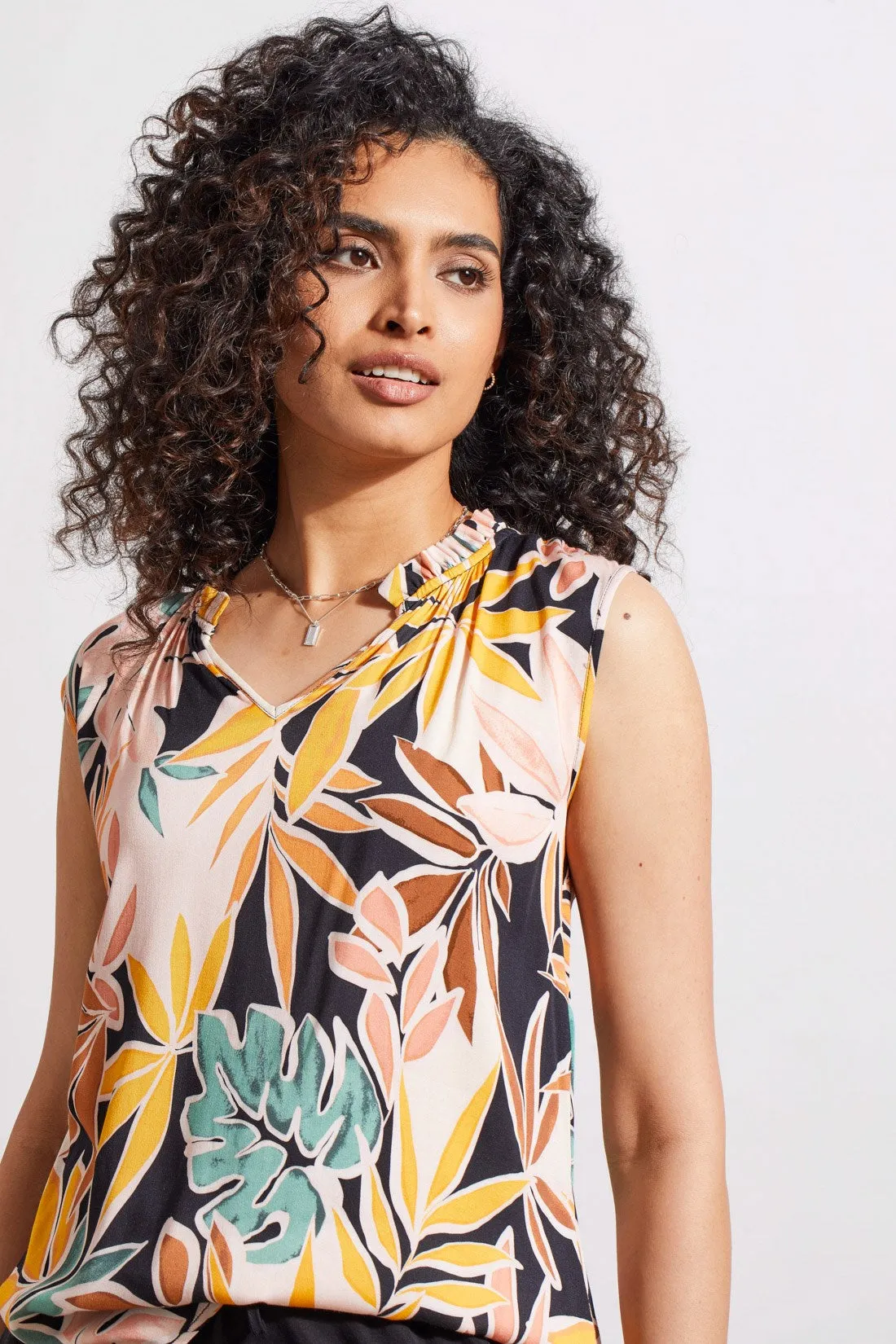 RUFFLE NECK SLEEVELESS BLOUSE-Apricottan sold by Tribal product image thumbnail 2