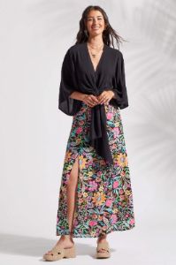 PRINTED PULL-ON MAXI SKIRT WITH SLIT-Dominica sold by Tribal
