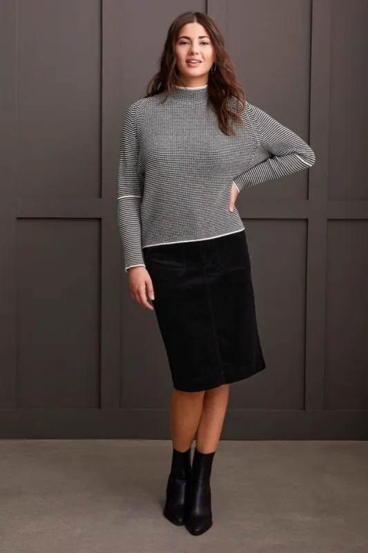 Funnel Neck Sweater With Contrast Tipping-Black sold by Tribal