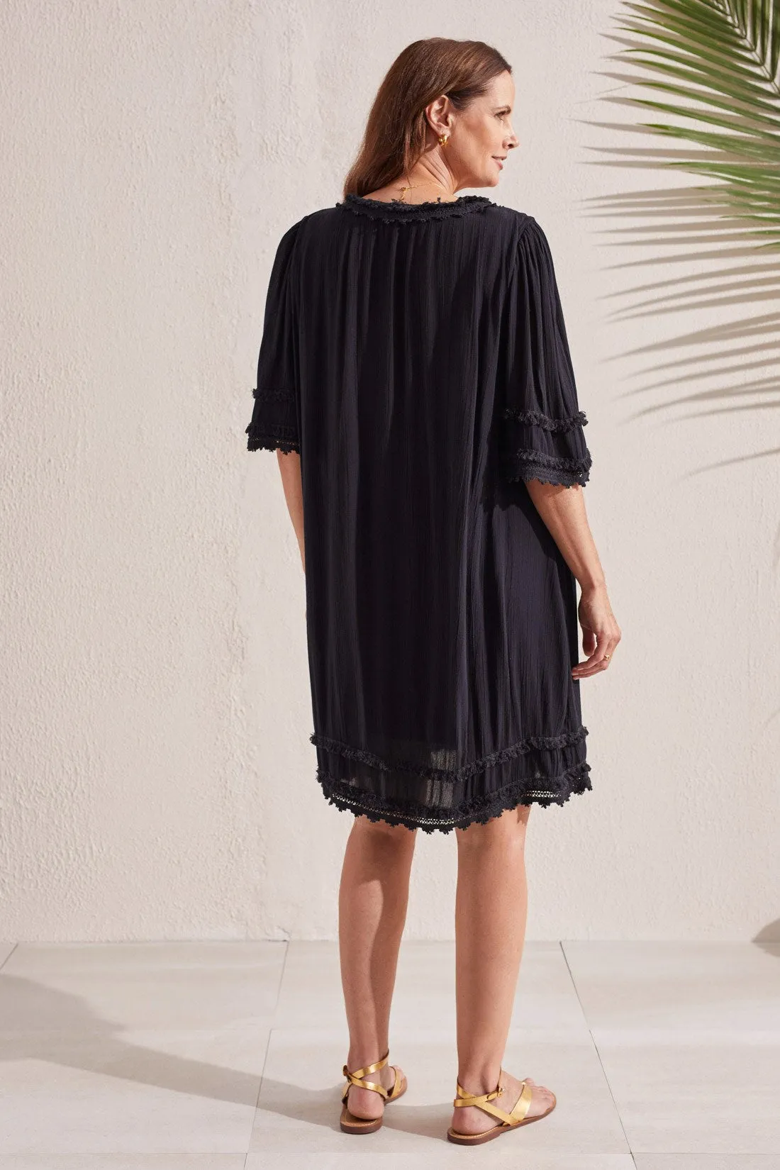 FLOWY DRESS WITH CROCHET TRIM-Black sold by Tribal product image thumbnail 4