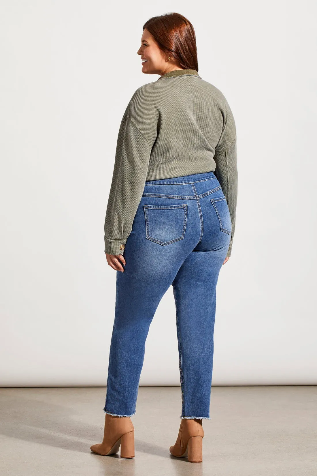 Audrey Pull-On Slim Ankle Jeans With Embroidery-Blue Quartz sold by Tribal product image thumbnail 3