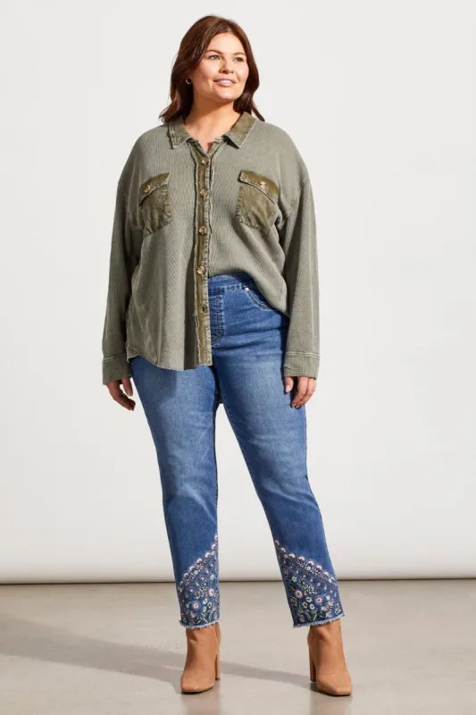 Audrey Pull-On Slim Ankle Jeans With Embroidery-Blue Quartz sold by Tribal