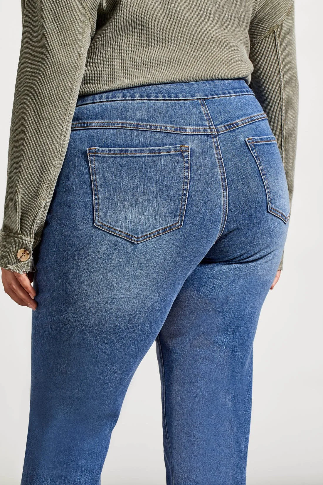 Audrey Pull-On Slim Ankle Jeans With Embroidery-Blue Quartz sold by Tribal product image thumbnail 2