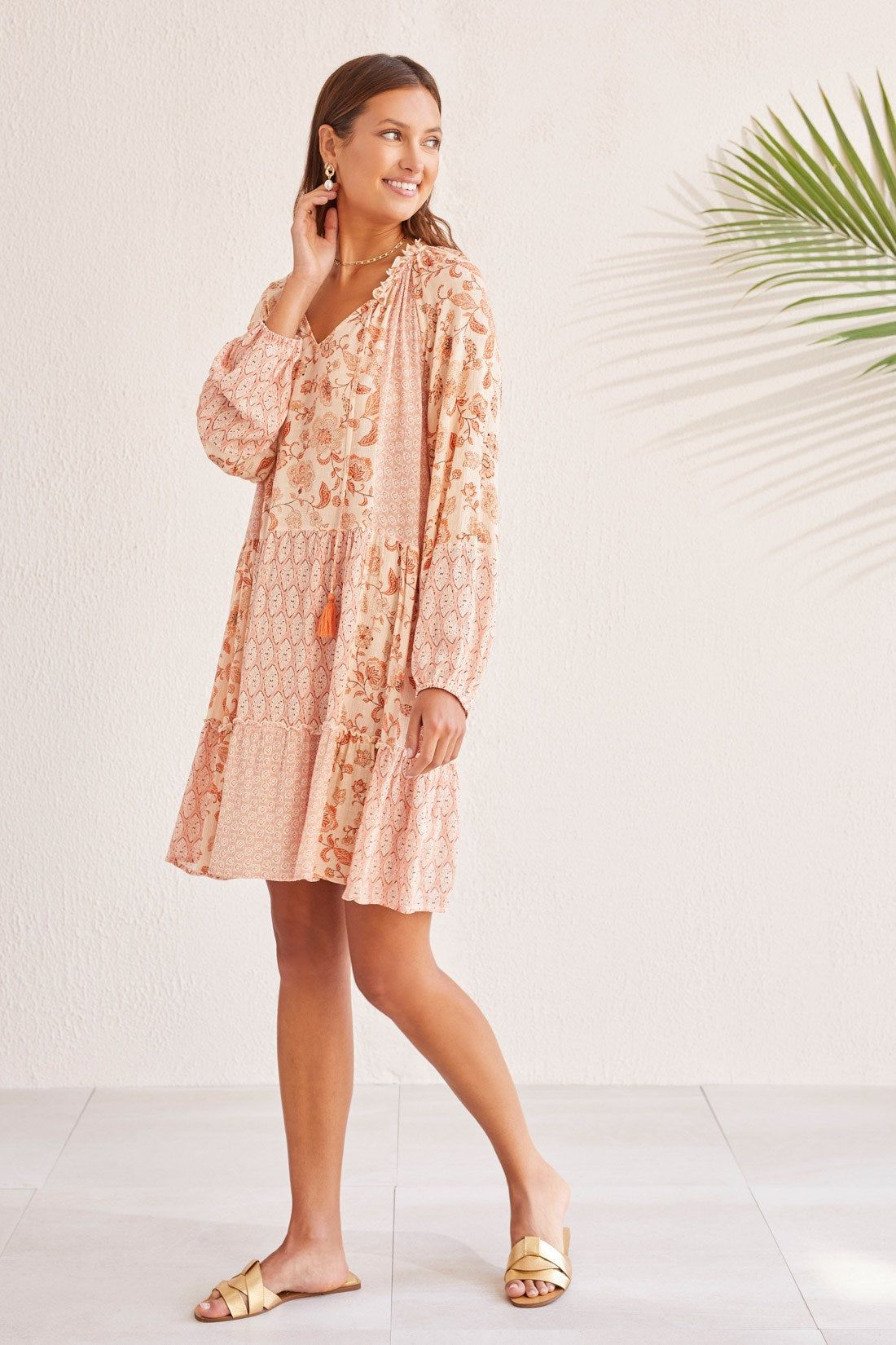 COMBO PRINT PEASANT DRESS-Pinkdust sold by Tribal product image thumbnail 2