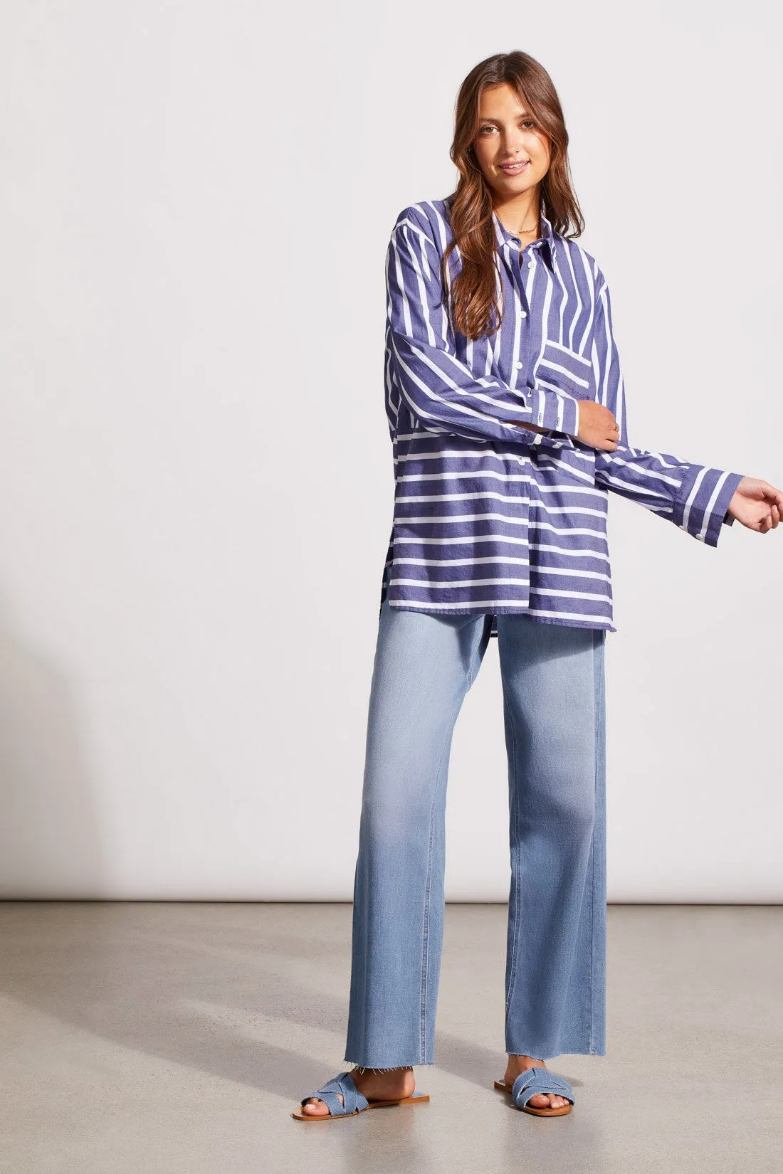 STRIPED COTTON BUTTON-UP SHIRT-Blueprint sold by Tribal