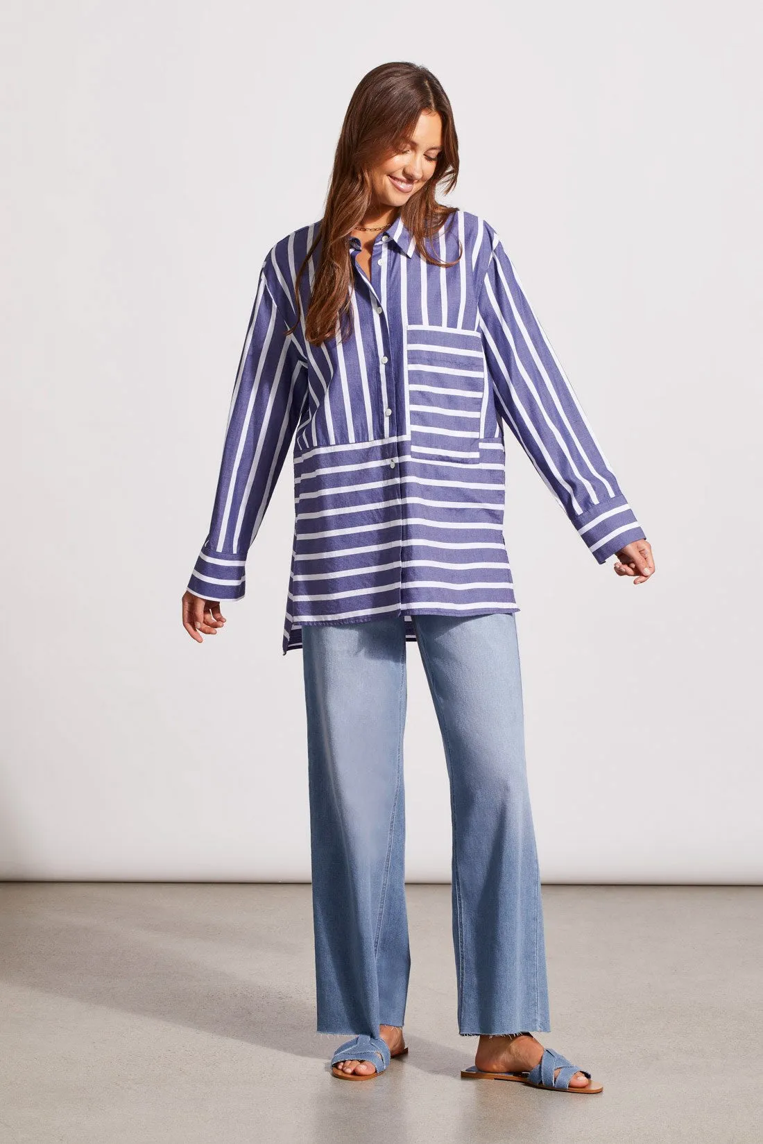 STRIPED COTTON BUTTON-UP SHIRT-Blueprint sold by Tribal product image thumbnail 3