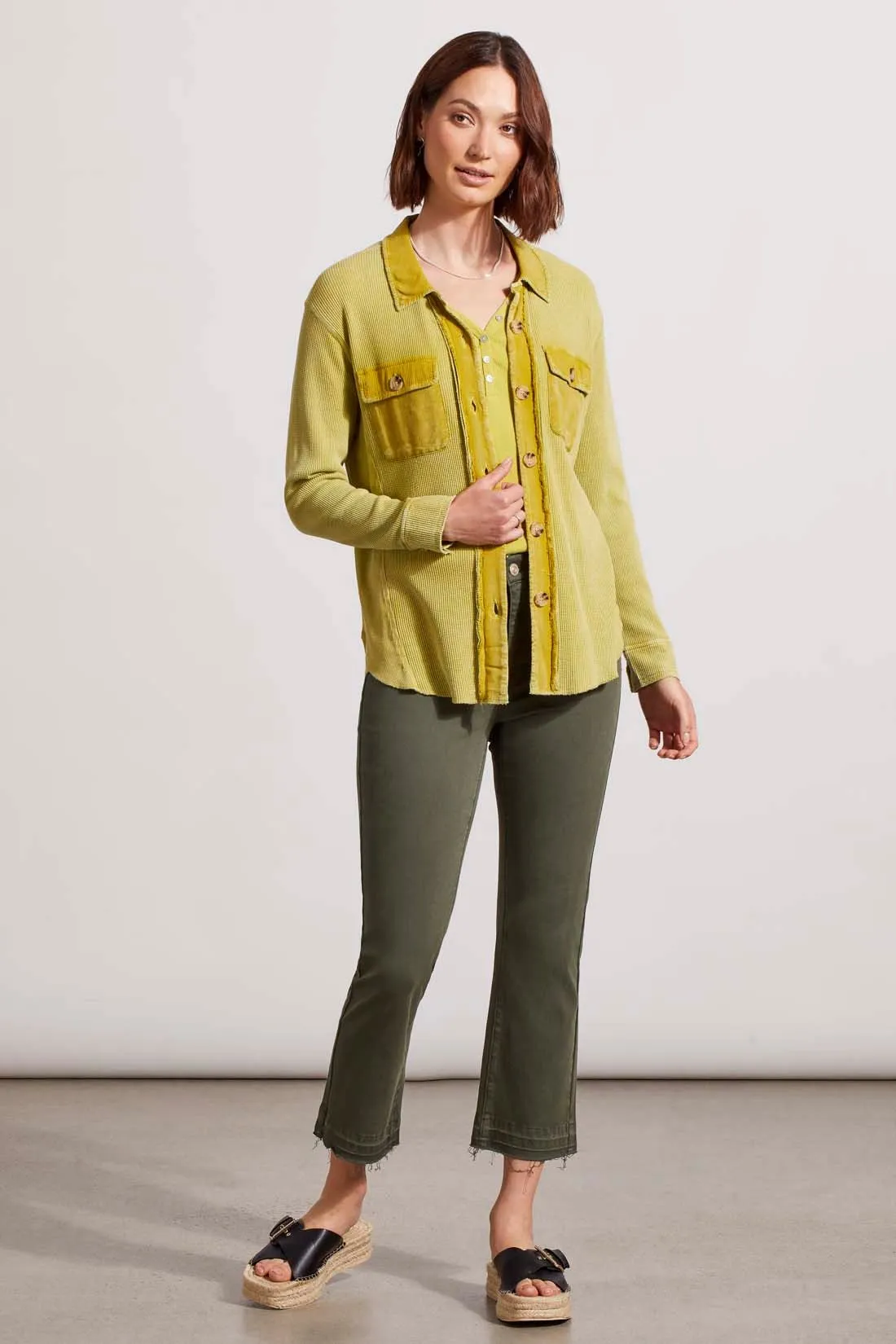 VINTAGE WASH WAFFLE SHACKET-Pear sold by Tribal product image thumbnail 2